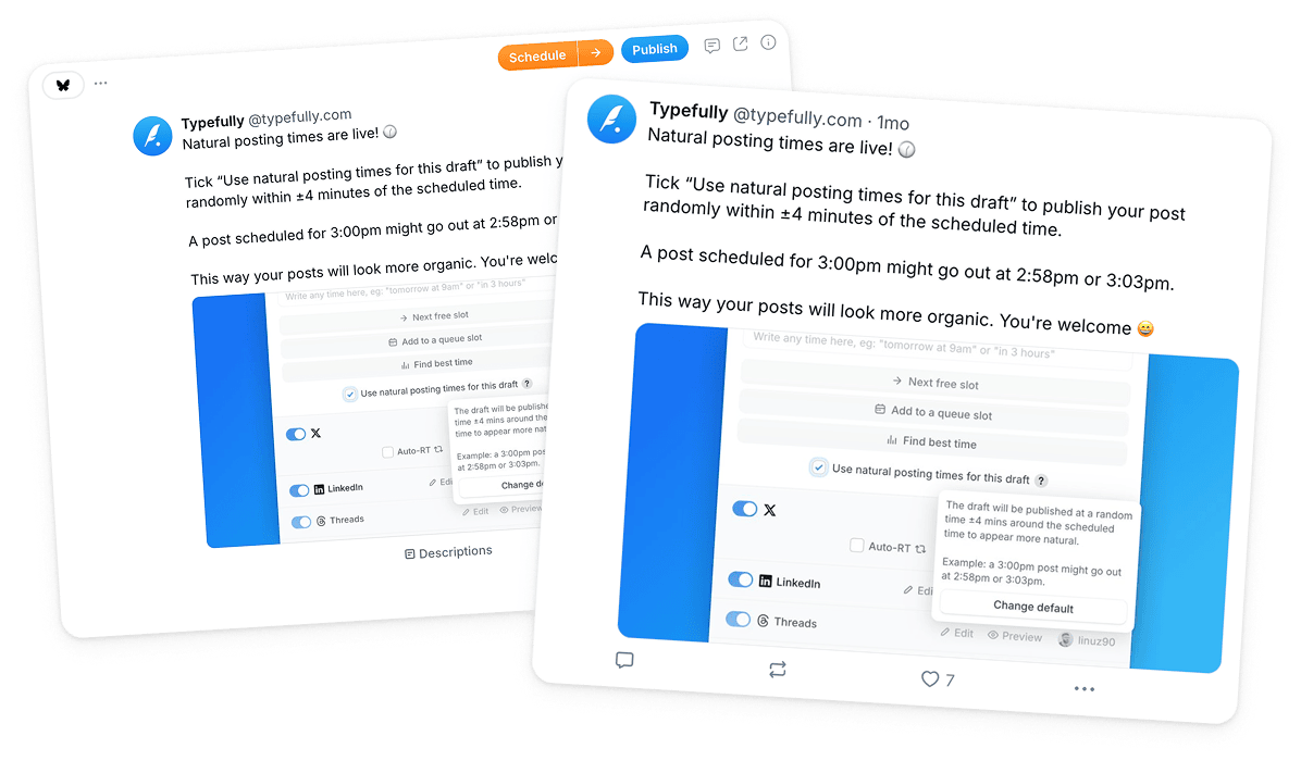 Bluesky scheduling with Typefully