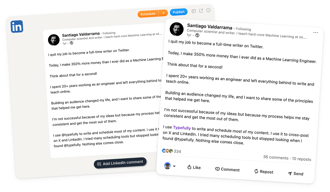 LinkedIn scheduling with Typefully